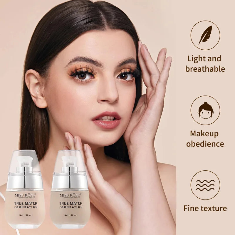 Liquid Foundation 30ml Sweatproof Natural Nude Makeup Base for Daily Face
