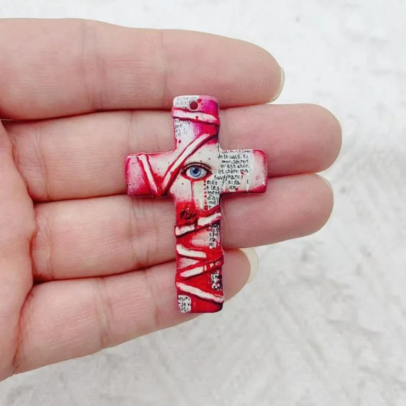 10pcs Halloween Acrylic Cross Ghost Earrings & Pendant Set DIY Crafts Jewelry