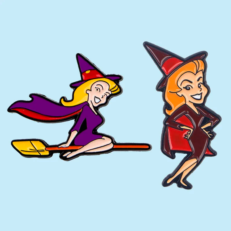 2pcs Cartoon Sorceress Enamel Pins Metal Brooch Backpack Hat Bag Badge Gift