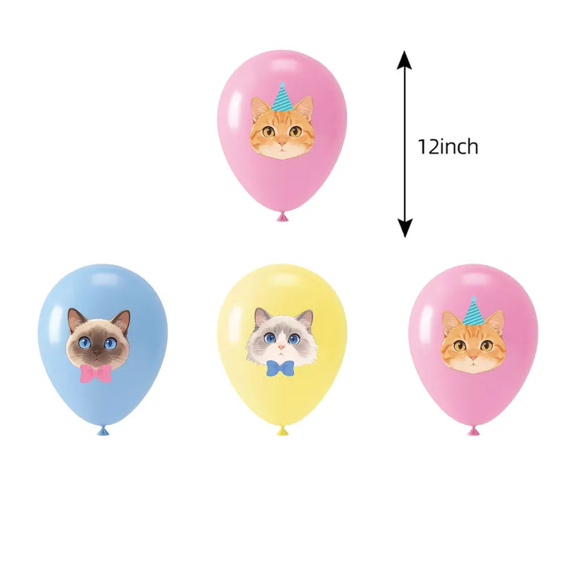Cat Latex Balloons 12 Inch Cute Kitten Balloons for Birthday Baby Shower Pet Cat Party Decorations