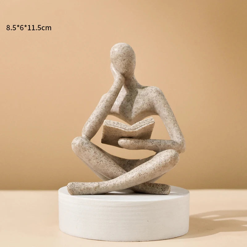 Abstract Thinking Person Sculpture Figurine - Modern Resin Home Decor for Bookshelf
