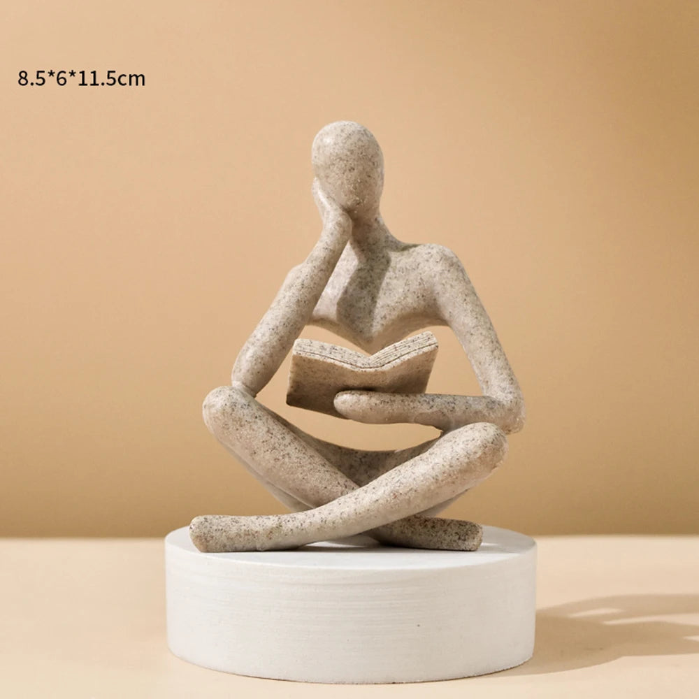 Abstract Thinking Person Sculpture Figurine - Modern Resin Home Decor for Bookshelf