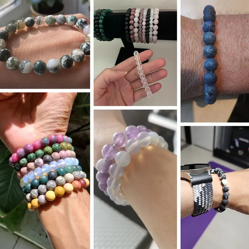 Natural Stone Beaded Bracelet for Men & Women - Handmade Yoga Energy Jewelry