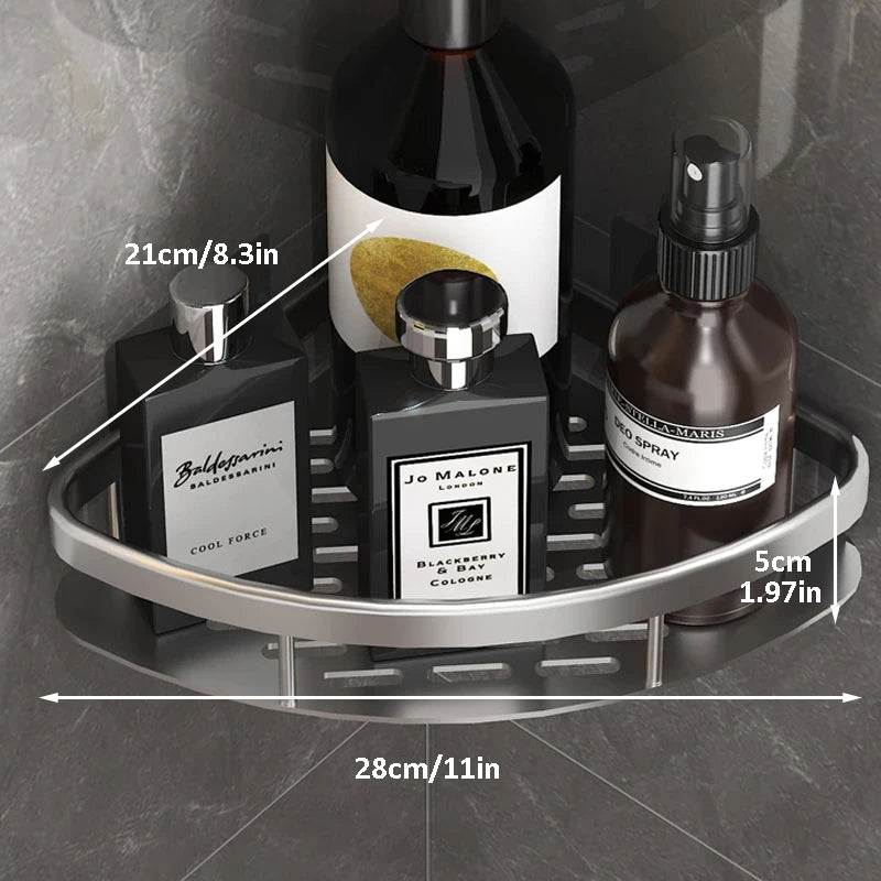 Wall Mounted Corner Bathroom Shelf Rack No Drill Shower Organizer Storage