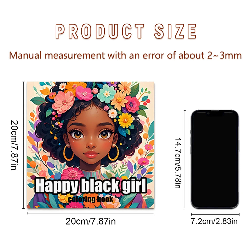 Black Coloring Book for Dark-Skinned Girls - Thick Pages Creative Expression