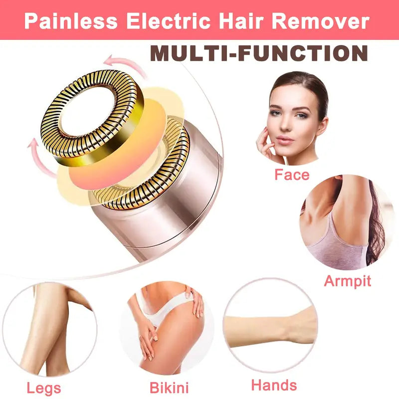 Electric Facial Hair Remover for Women with LED Light - Painless Portable Razor