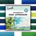 12-Color Solid Watercolor Set for Painting Art Supplies - Compact & Transparent