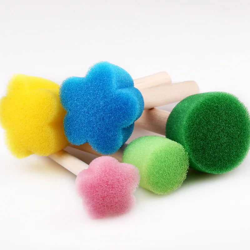 Mini Colorful DIY Painting Sponge Brush Set for Kids Arts and Crafts - 5 Pieces
