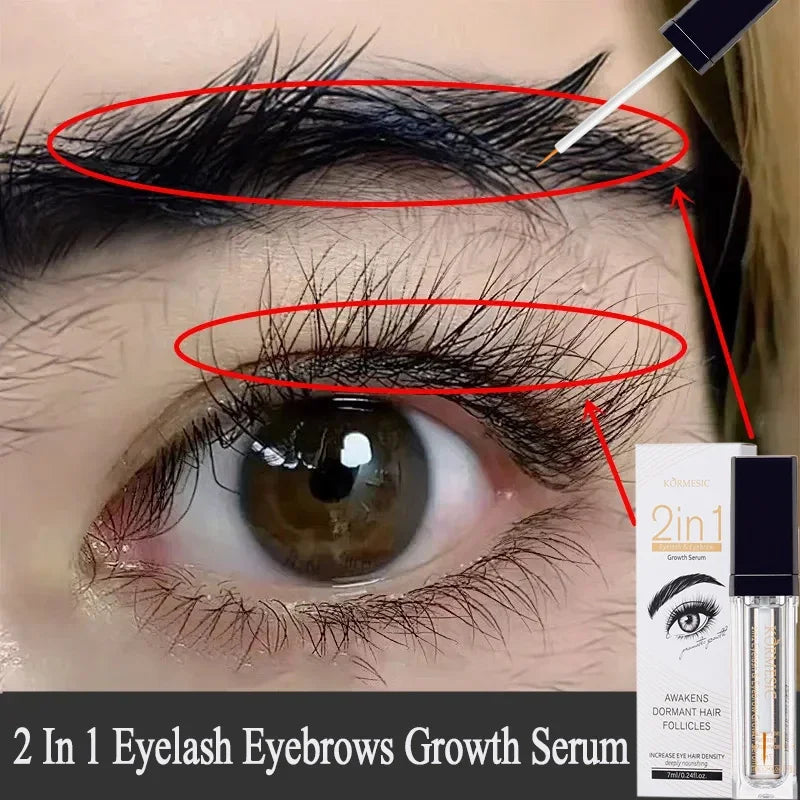 2-in-1 Eyelash & Eyebrow Growth Serum Natural Enhancer Longer Fuller Thicker Curling