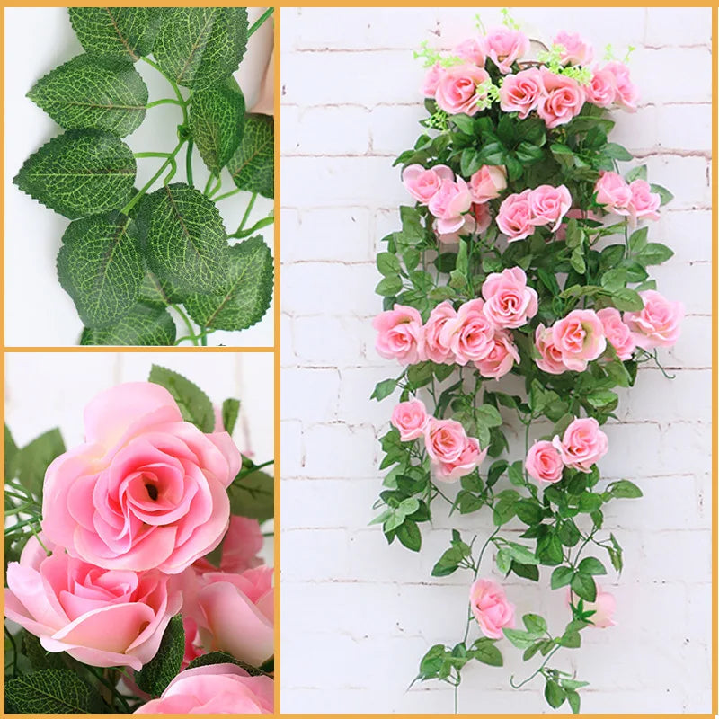 Artificial Flower Rattan Fake Plant Vine Wall Decoration for Home & Outdoor