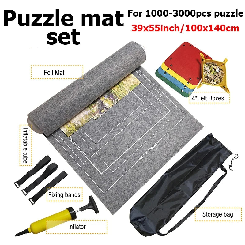 Puzzle Storage Mat Roll Up Felt Bag for Puzzles - Portable Travel Organizer