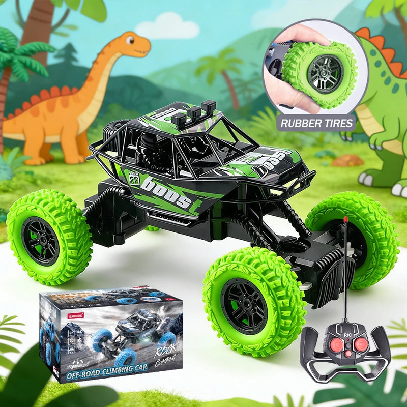Remote Control Off-Road Car with Colorful Flashing Lights and Rubber Wheels - Suitable for Kids
