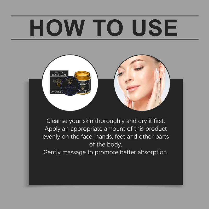 Grass-Fed Tallow Honey Face & Body Moisturizer - Nourishing Non-Greasy Cream