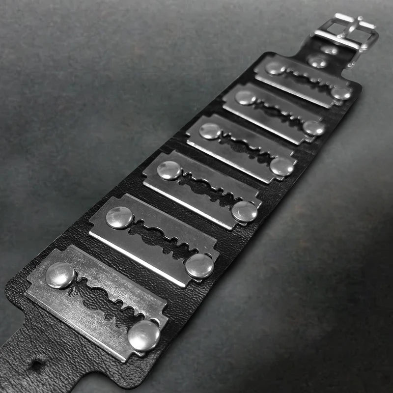 Halloween Punk Gothic PU Leather Bracelet Party Costume Accessory