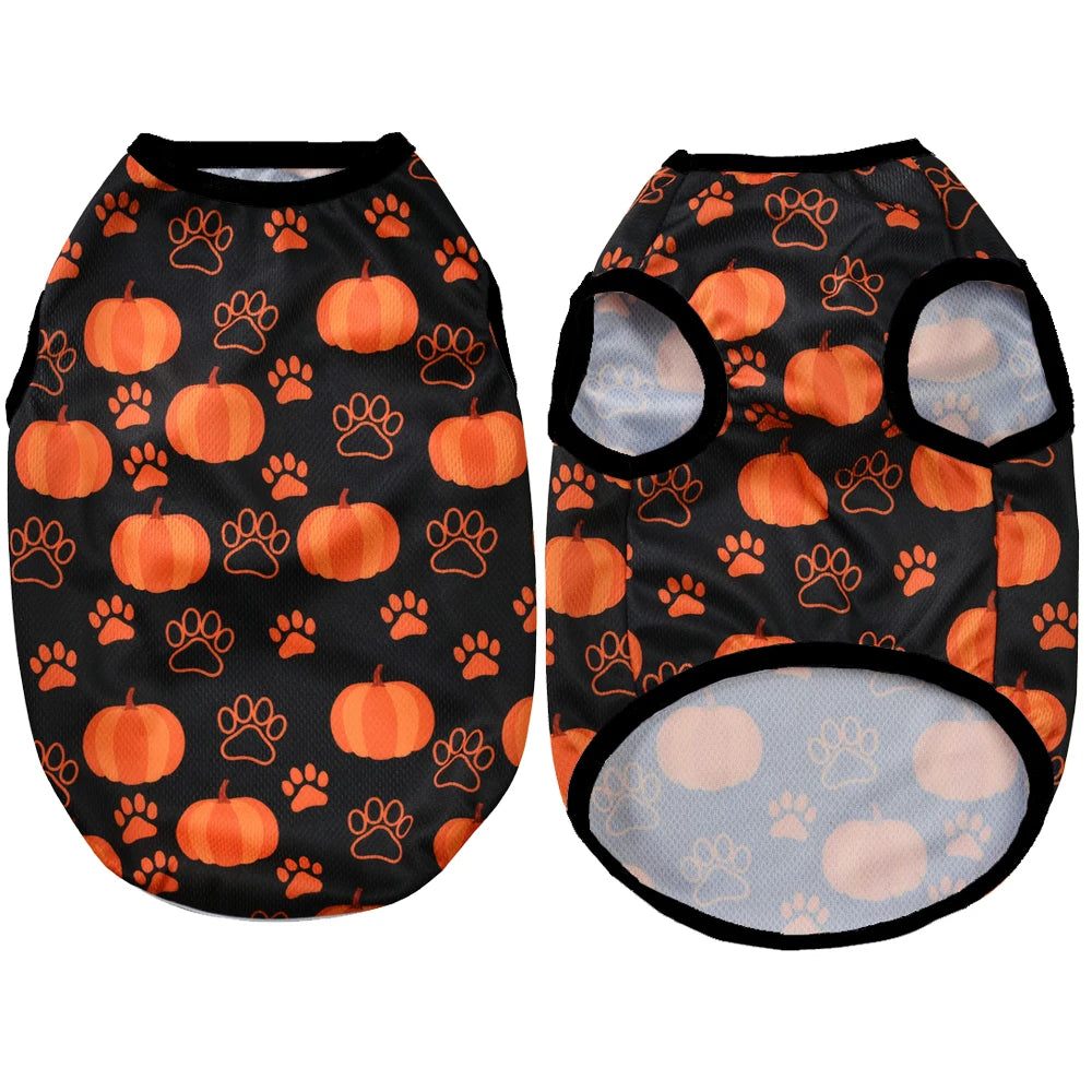 Halloween Pet Vest for Small Medium Dogs & Cats Pumpkin Print Costume Cosplay Outfit
