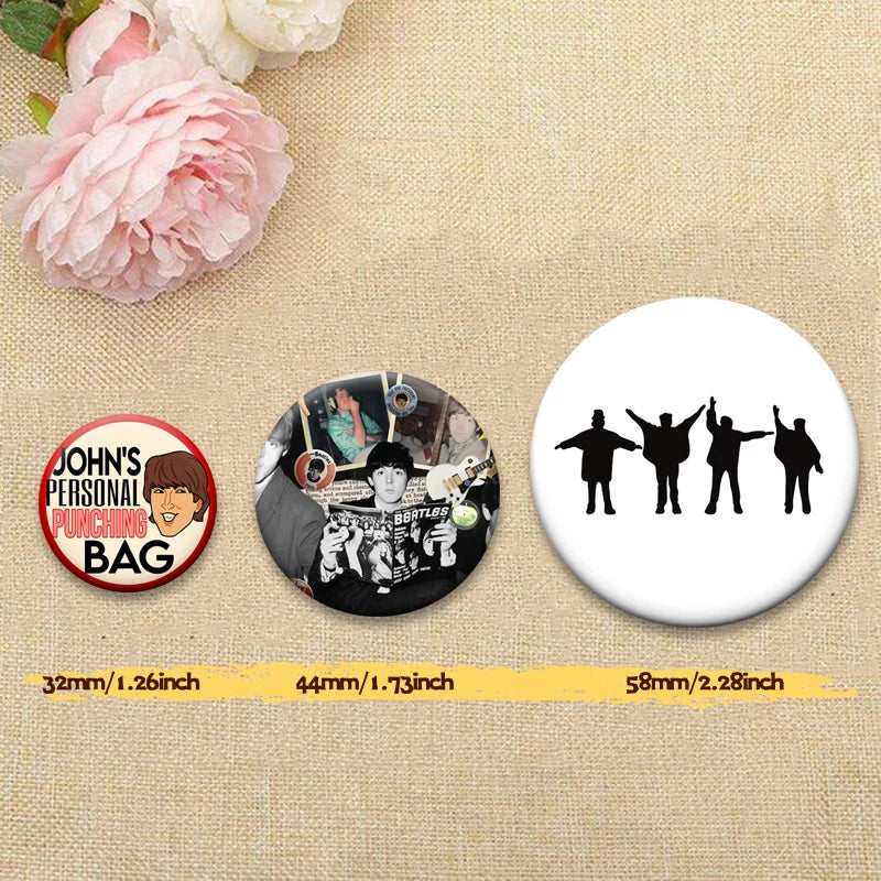 Music Band Badge Pins - Beatles Round Creative Brooches for Clothes & Bags