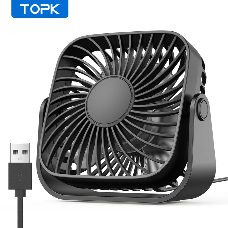 Mini Portable USB Fan 4 Inch Quiet Desk & Standing Fan with 3 Speeds for Camping and Home