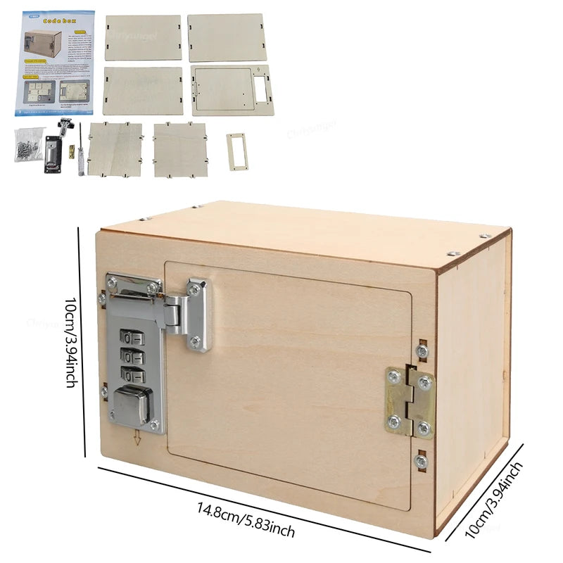 DIY Wooden Mechanical Password Box Kit with Combination Lock - Educational Money Bank for Kids