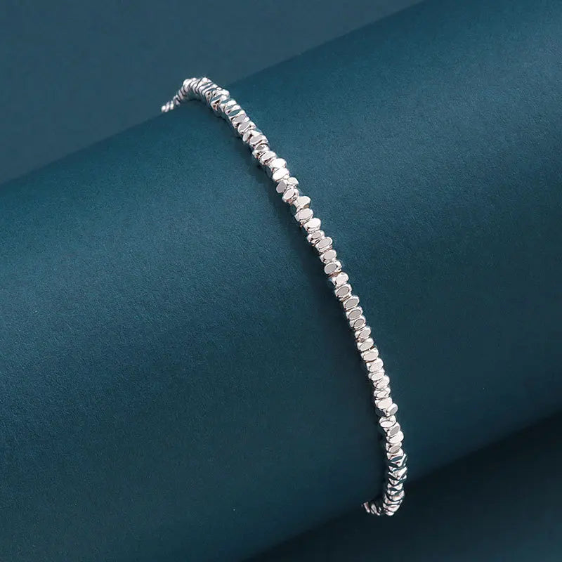 925 Sterling Silver Irregular Chain Bracelet for Women Vintage Jewelry