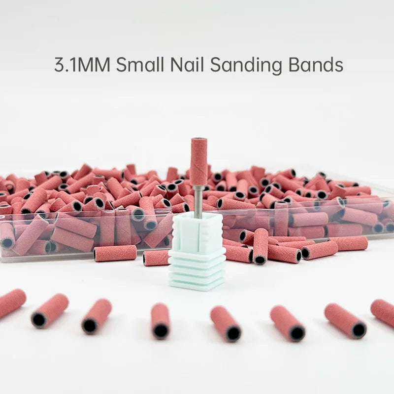 300PCS Nail Sanding Bands Set with Mandrel - 3MM Grit for Nail Drill