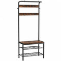 Multi-Functional Coat and Shoe Organizer with 2-Tier Shoe Rack and 12 Hooks