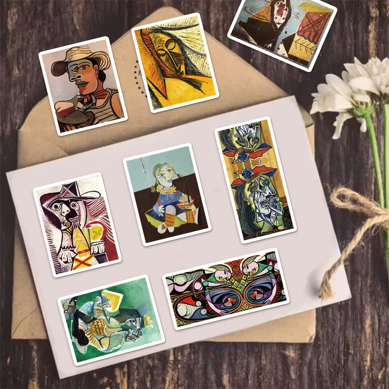 50PCS Waterproof Abstract Art Oil Painting Stickers for Scrapbooking Luggage & Skateboards