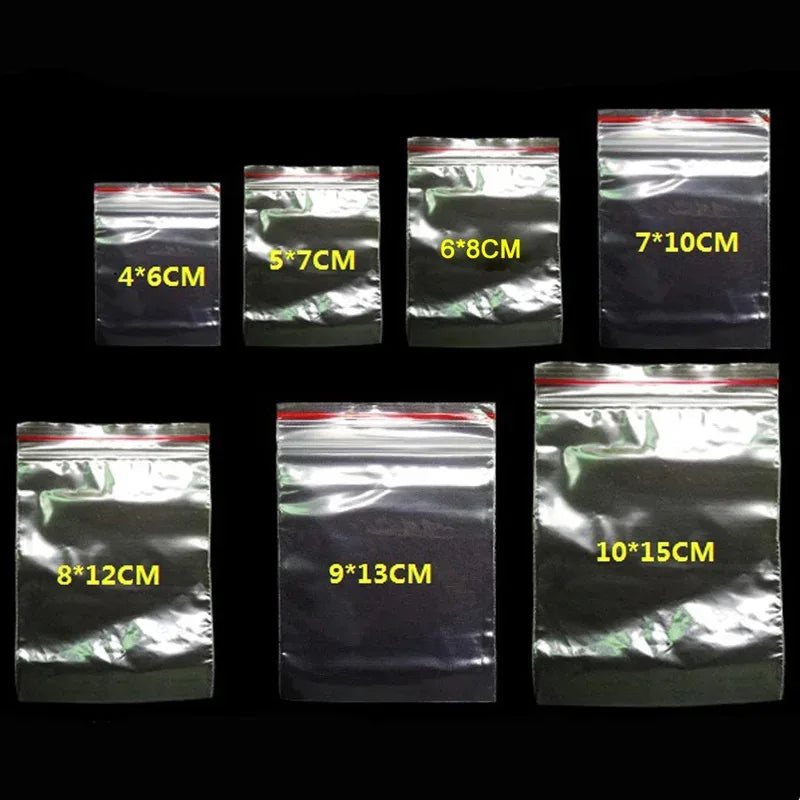 Clear Plastic Zip Lock Bags Assorted Sizes 100/200/300pcs Food Safe & Moistureproof