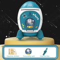 Children's Space Rocket Piggy Bank with Sticker Accessories - Multi-Color Plastic Coin Bank for Kids