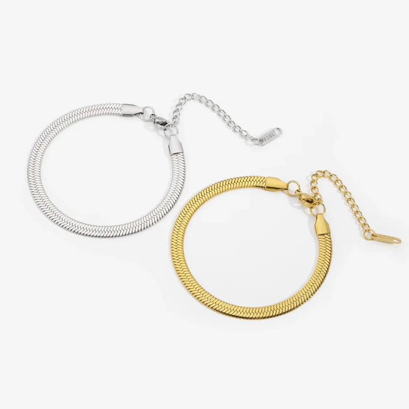 Stainless Steel Snake Chain Bracelet for Women Men Gold Color Jewelry Gift
