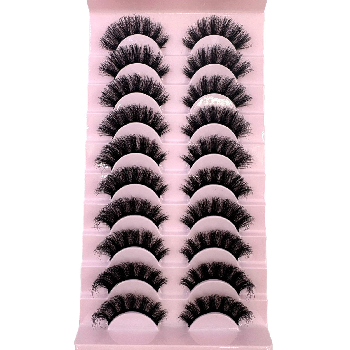 10 Pairs Fluffy Mink False Eyelashes - Natural Dramatic Look, Wispy & Long