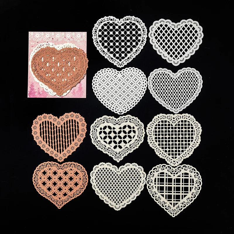 10 Pcs Handmade Lace Paper for Scrapbooking and Art Journals - Craft Supplies