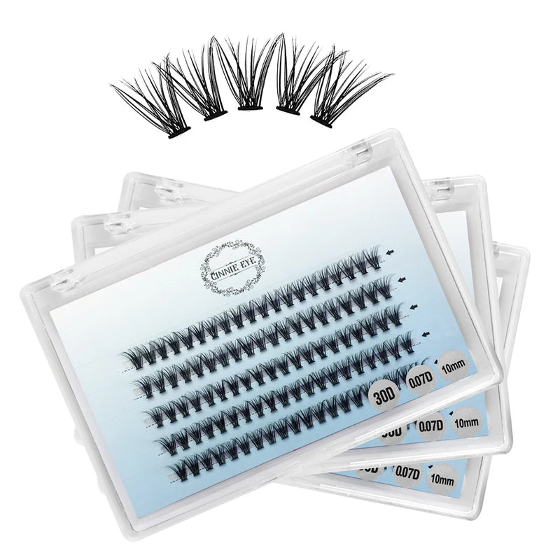 100 Bundles Cluster Eyelash Kit with Faux Mink Fans - Natural, DIY Ready Made Lashes