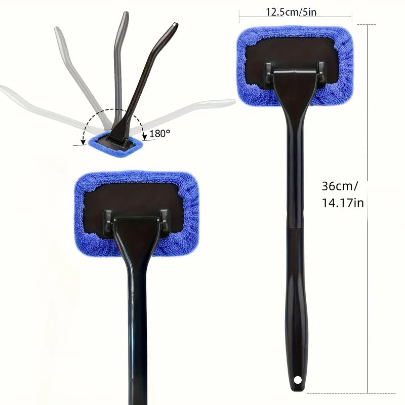 Car Windshield and Interior Window Cleaning Tool with Squeegee and Wiper for Dust and Stain Removal