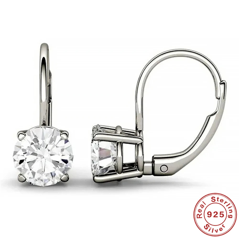 Sterling Silver Moissanite Ear Stud Earrings for Women - 0.5-1.2 Carat D Color Fine Jewelry
