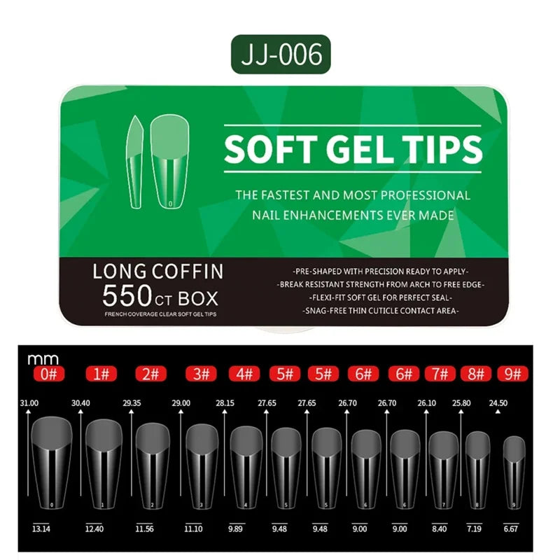 Medium and Short Soft Gel Nail Tips Set - Full Coverage Matte Extension Tools