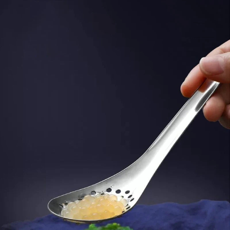 Stainless Steel Kitchen Spoon With Holes for Sauces & Caviar Straining – Durable Cooking Utensil