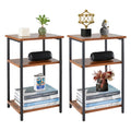 Multi-Tier End Table with Adjustable Feet - Space Saving Nightstand for Bedroom Living Room Office