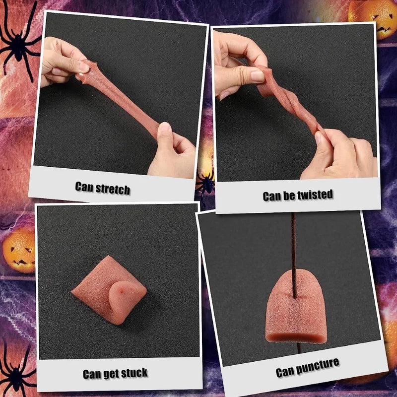 Realistic Stretchable Tongue Magic Tricks Prop for Halloween & Parties
