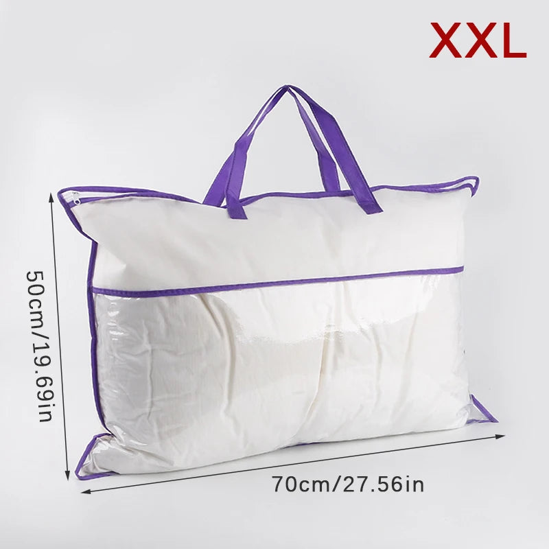 Clear Non-Woven Pillow & Quilt Storage Bag with Zipper Dustproof Household Organizer