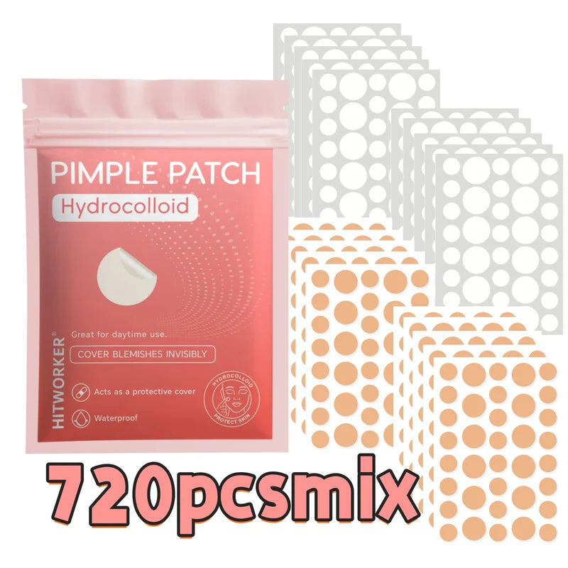 Hydrocolloid Acne Patches with Tea Tree Oil - 720pcs Natural Blemish Cover & Heal