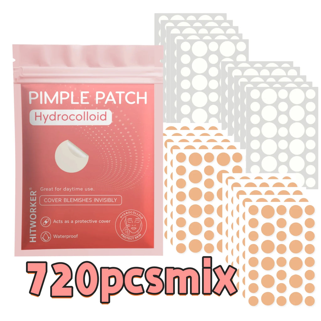 Hydrocolloid Acne Patches with Tea Tree Oil - 720pcs Natural Blemish Cover & Heal