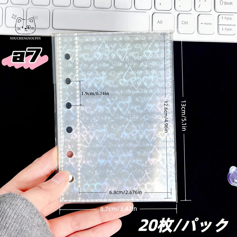 A6/A7/M5 Transparent Laser Flower Heart Inner Pages for Refillable Notebooks