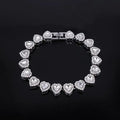 45cm Hip Hop Heart Rhinestone CZ Chain Necklace & Bracelet Jewelry Set
