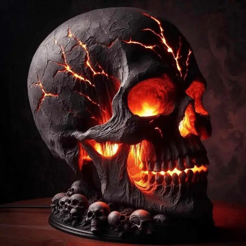Halloween Skull Lamp with Spooky LED Light - Skull Desk Lamp for Party Decor