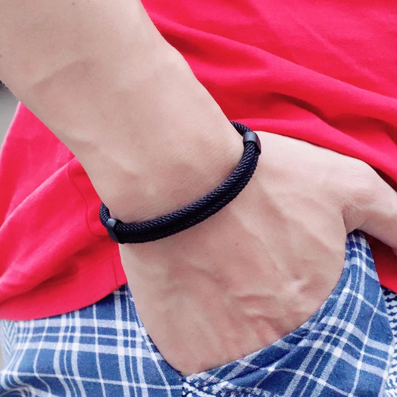 Men Bracelet Set Lucky Red Keel Rope Surfer Nautical Fabric Accessories Gift for Him