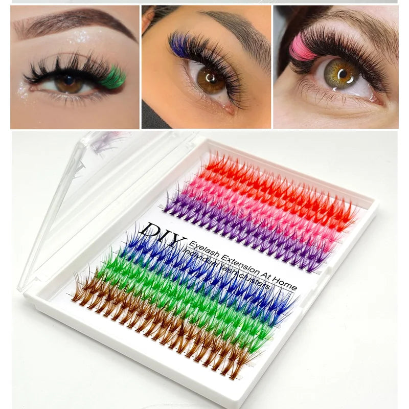 Colored Fake Eyelash Clusters for Extensions - Brown Mix, 14mm-30mm