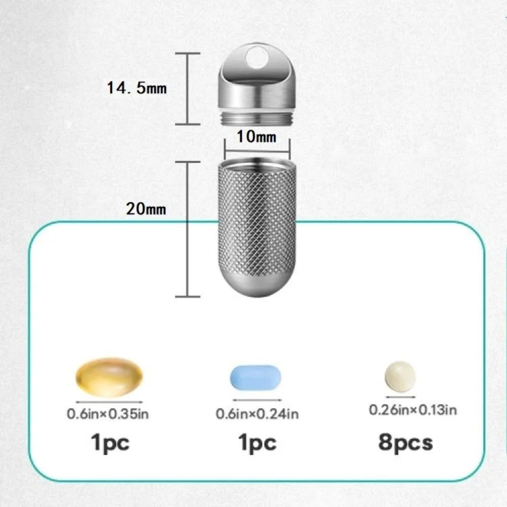 Metal Pill Keychain Container Moisture-Resistant Durable Portable Travel Dispenser