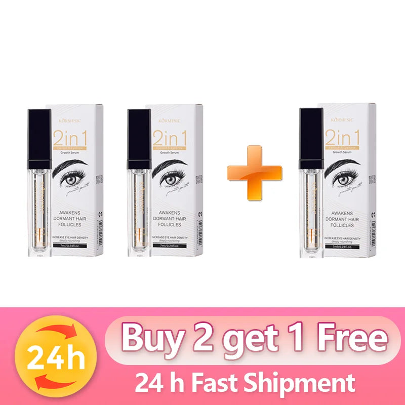 2-in-1 Eyelash & Eyebrow Growth Serum Natural Enhancer Longer Fuller Thicker Curling