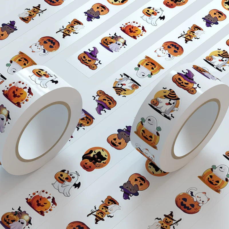 Halloween Pumpkin Cat Ghost Witch Sticker Set - 500pcs for Journaling, Laptop & Crafts
