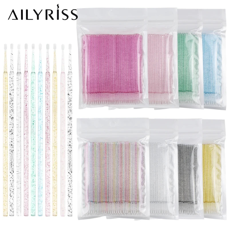 Disposable Eyelash Brushes Swab 100pcs Micro Applicators for Eyelash Extensions